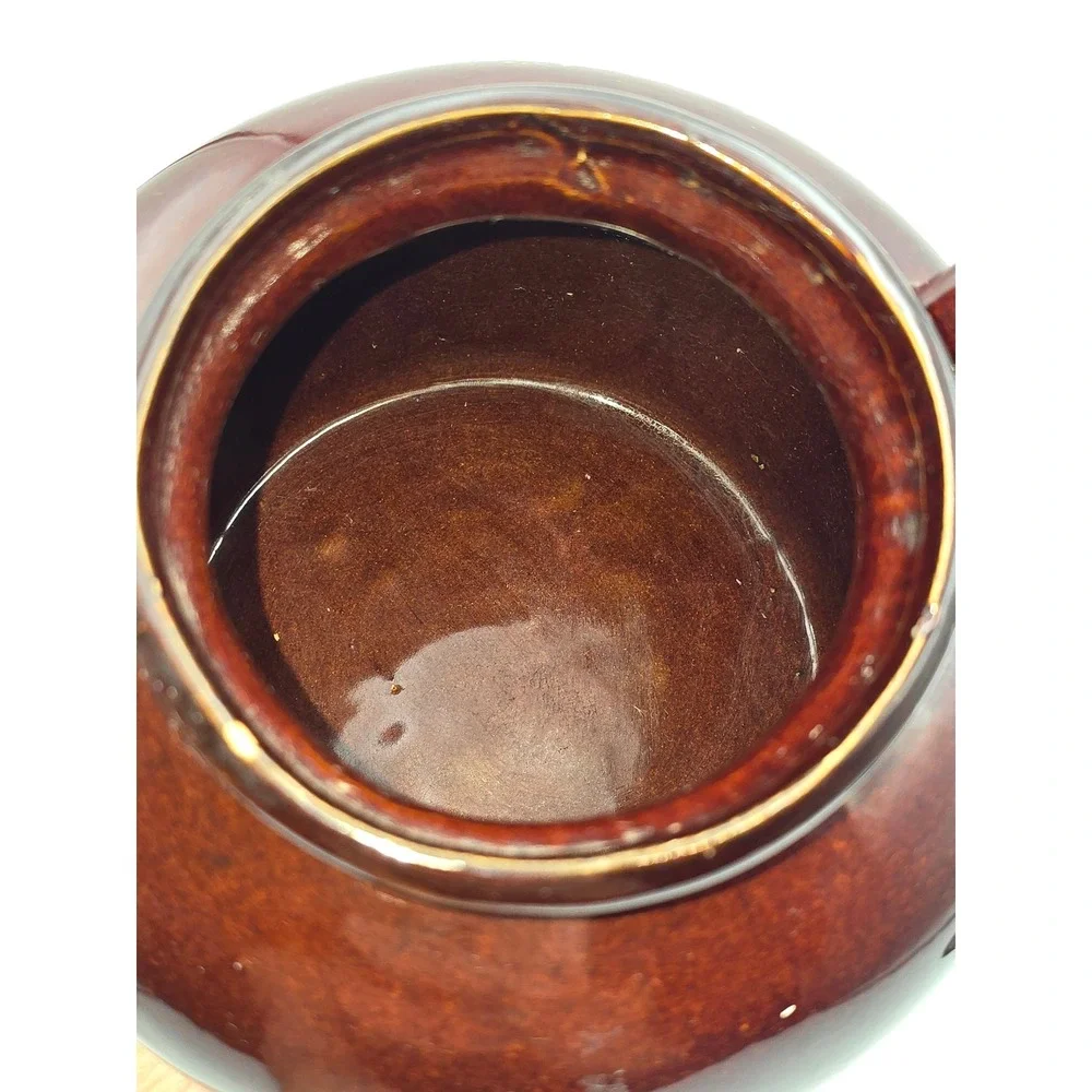 Unbranded Stoneware Bean Pot Brown Good Two Tone USA Pottery‎ Crock